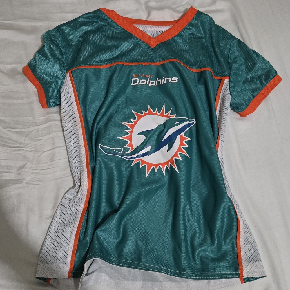 Kids Miami Dolphins Teal and Orange Jersey